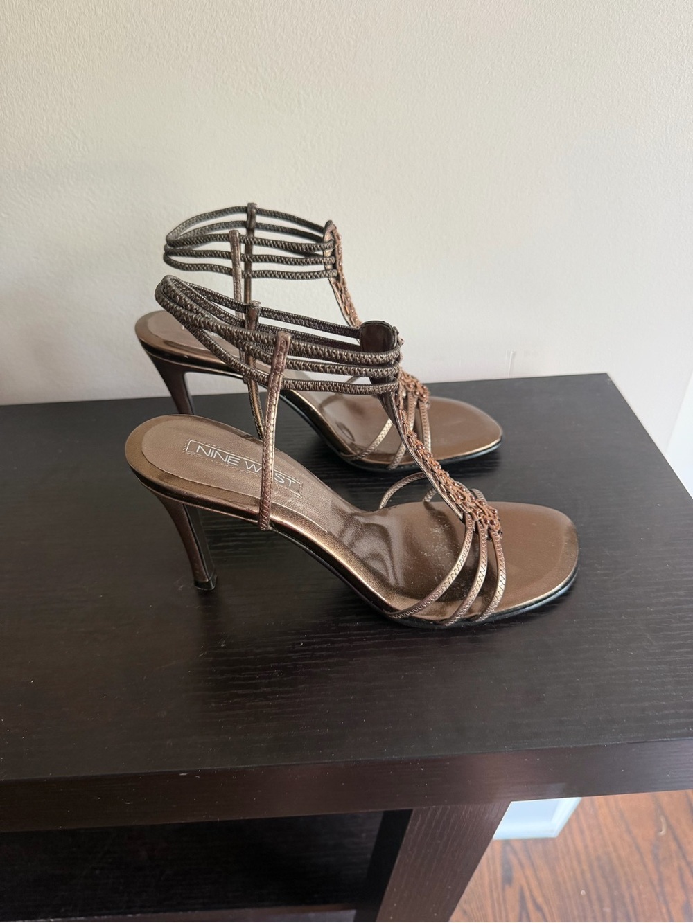 Nine West Metallic Bronze Strappy Heeled Sandals